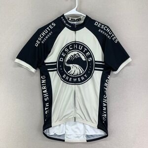 Deschutes Brewery Cycling Race Jersey size Medium VOLER White/Black Full-Zip USA